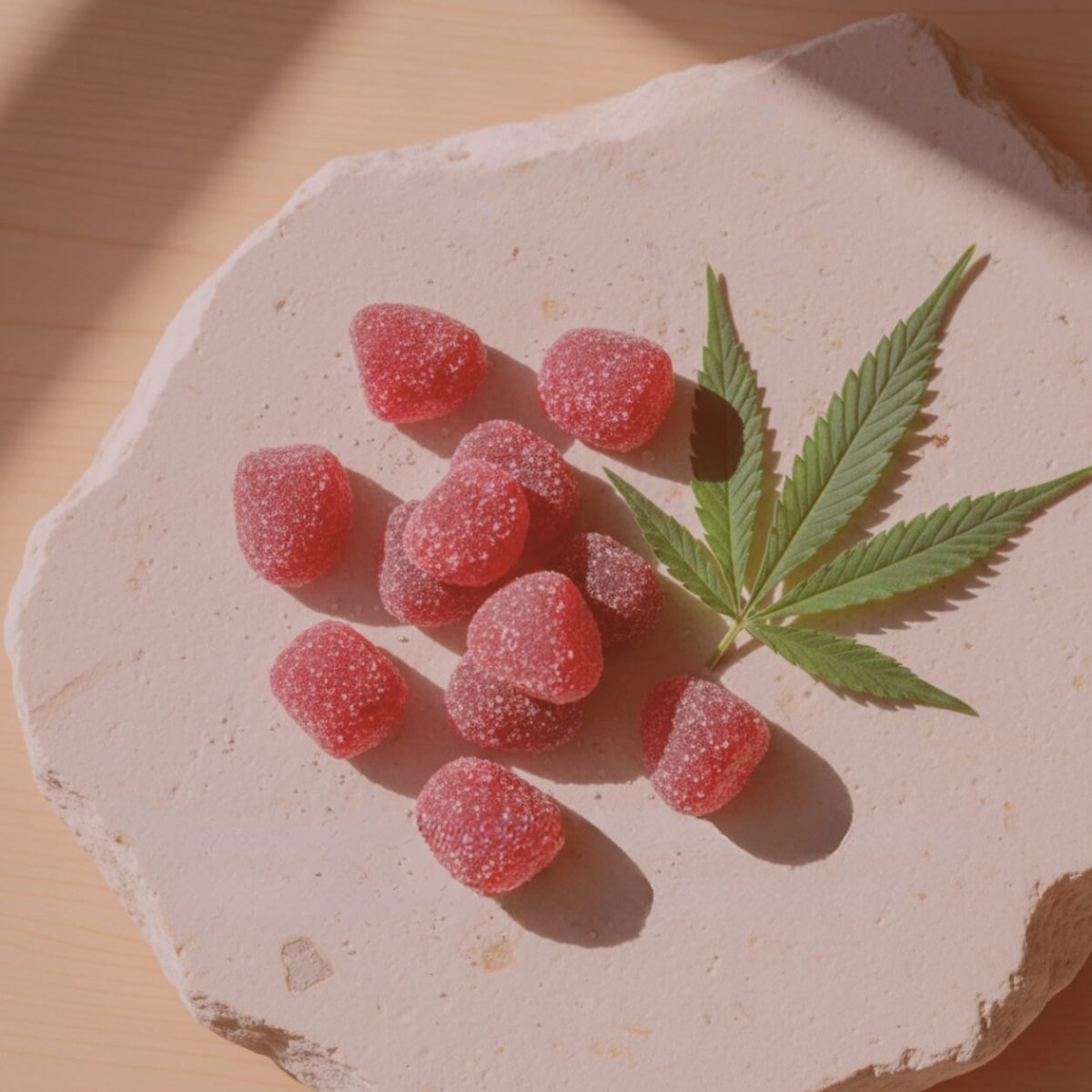 Raspberry Gummies 100mg — sativa cannabis edibles from Greens Karing Kind, Los Angeles
